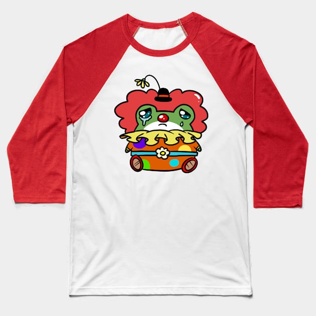 Sad Crying Little Clown Frog Baseball T-Shirt by saradaboru